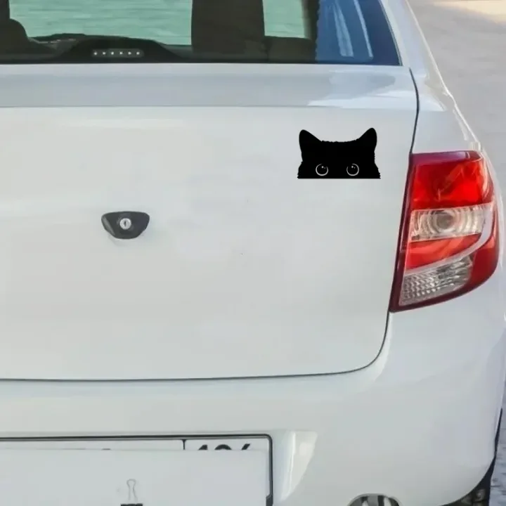 Vinyl Car Sticker Accessory - Waterproof Styling Cover for Car Decoration - Adorable Poor Cat Design with Big Eyes for Car