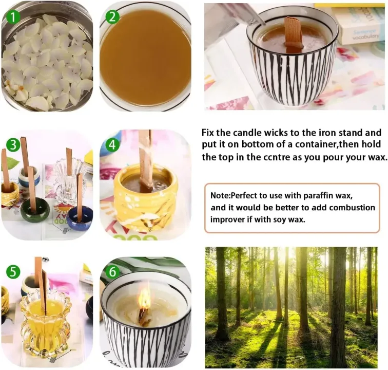 Handmade Soy Wax Candle Wooden Wick DIY Aromatherapy Candle Single Direction Wick Paraffin Wax Candle Crafting Guide