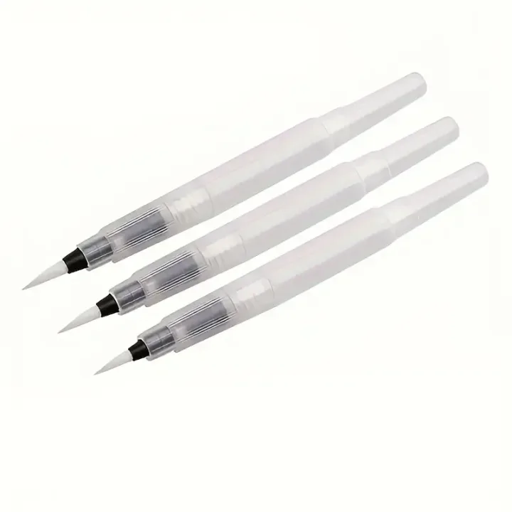 3Pcs Refillable Water Brushes - Fine Tip for Watercolor, Lettering & Calligraphy | Portable Travel Art Supplies