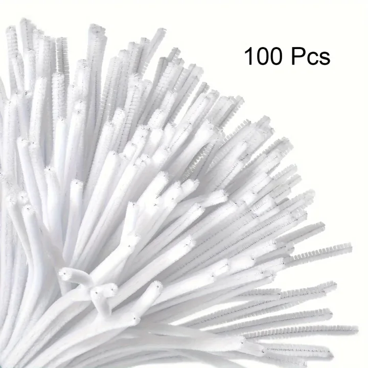 100 Pcs White Pipe Cleaners,Pipe Cleaners for Crafts,Pipe Cleaner Crafts,Chenille Stems for Craft Kids DIY Arts&Crafts Supplies