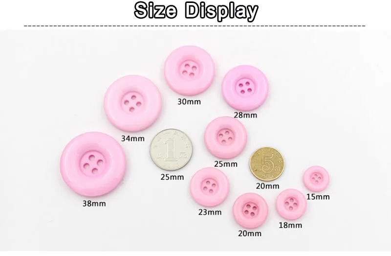 15mm 18mm 20mm 23mm 25mm 28mm 30mm 34mm 38mm 4 Hole Plastic Resin Round Buttons Black White Button For Sewing Scrapbooking DIY