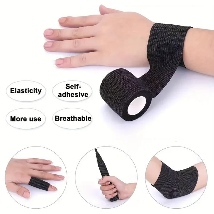 1/5/10/20Pcs Black Tattoo Grip Bandage Anti-slip Athletic Nonwoven Disposable Waterproof Self-adhesive Elastic Tattoo Bandage