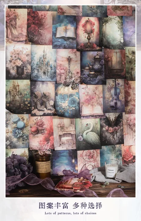 50 pieces of vintage scrapbooking material paper handmade tent DIY collage decoration background craft paper