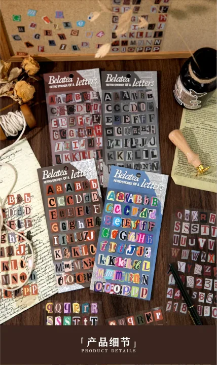 2Pcs/Pack Retro English Theme Scrapbooking Decoration Stickers Perfect for Collage Journaling Craft Diy Supplies