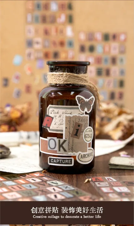 2Pcs/Pack Retro English Theme Scrapbooking Decoration Stickers Perfect for Collage Journaling Craft Diy Supplies