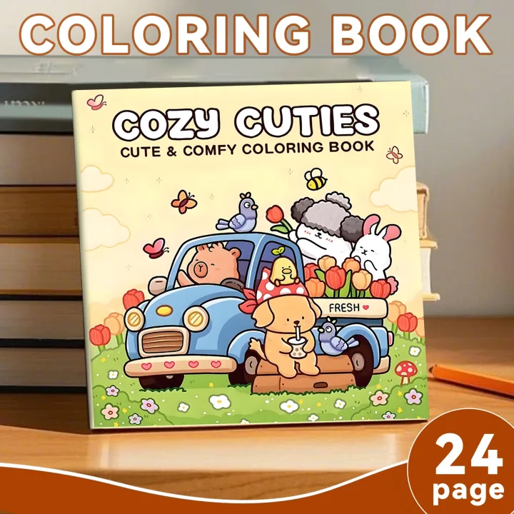 COZY CUTIES Cute & Comfy Coloring Book For Adults And Teens Kids Drawing Book Perfect Gift for Halloween Party and Birthday