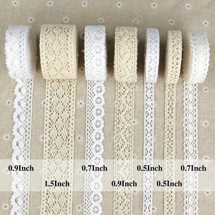 2/5Yards Cotton Lace Trim Vintage Lace Ribbon Crochet Cotton Lace Scalloped Edge White Beige Lace For Sewing Craft Wedding Decor