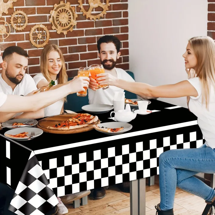 Racing Car Table Runner Tablecloths Table cover checkered flag racing road track kids Race Car Themed birthday Party Decoration