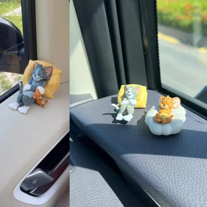 Cute Car Dashboard Decor Set Cartoon Figure for Vehicle Interior Desktop Ornament Collection Car Accessories Windshield