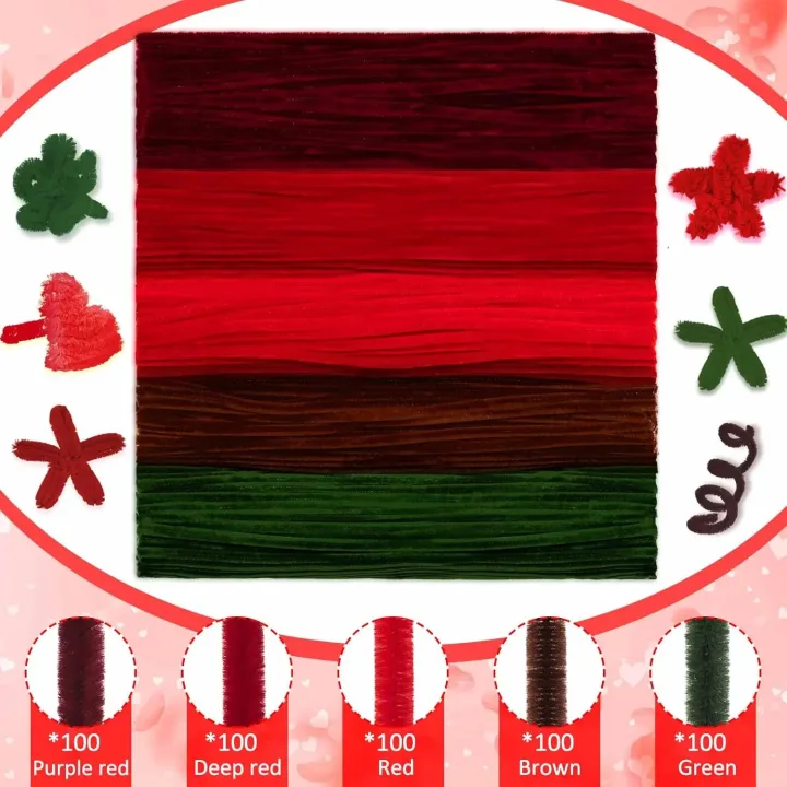 500PCS Pipe Cleaners Craft, Chenille Stems Assorted Sticks Bulk Pipe Cleaner Craft Supplies for DIY Craft Creative Projects