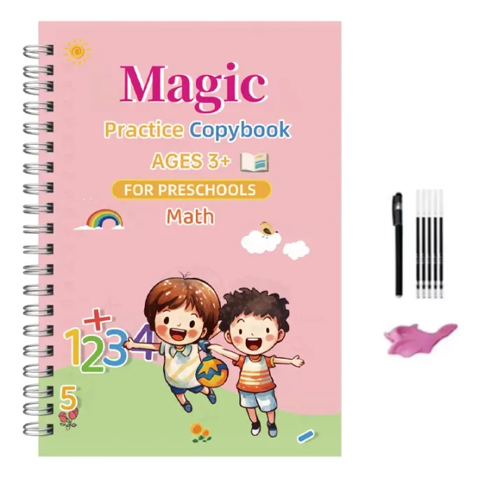 4pcs Sank Magic Practice Copybook Pen Preschools Kids Calligraphy English Verison Free Wiping Children Reusable Writing Book