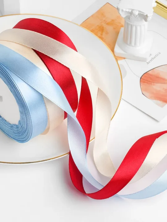 Wusmart 22Meters/Roll 1.5cm Single Face Satin Ribbon DIY Handmade Crafts Fabric Christmas Wedding Decoration Silk Ribbons