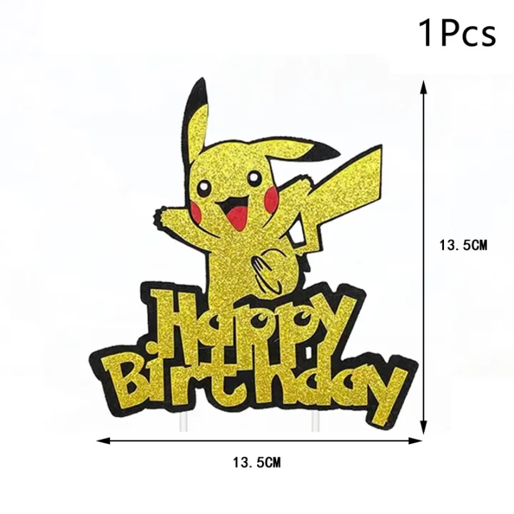 Pokemon Cake Topper Anime Figure Pikachu Party Happy Birthday Pokemon Cake Decoration Supplies Kids Gift