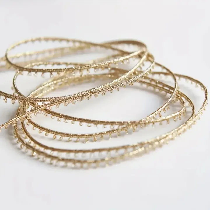 1 Yard Ultra-Fine Sparkly Golden Trim Ribbon, Sewing Craft Supplies Decorative Lace Edge for DIY Projects Embellishments Wedding