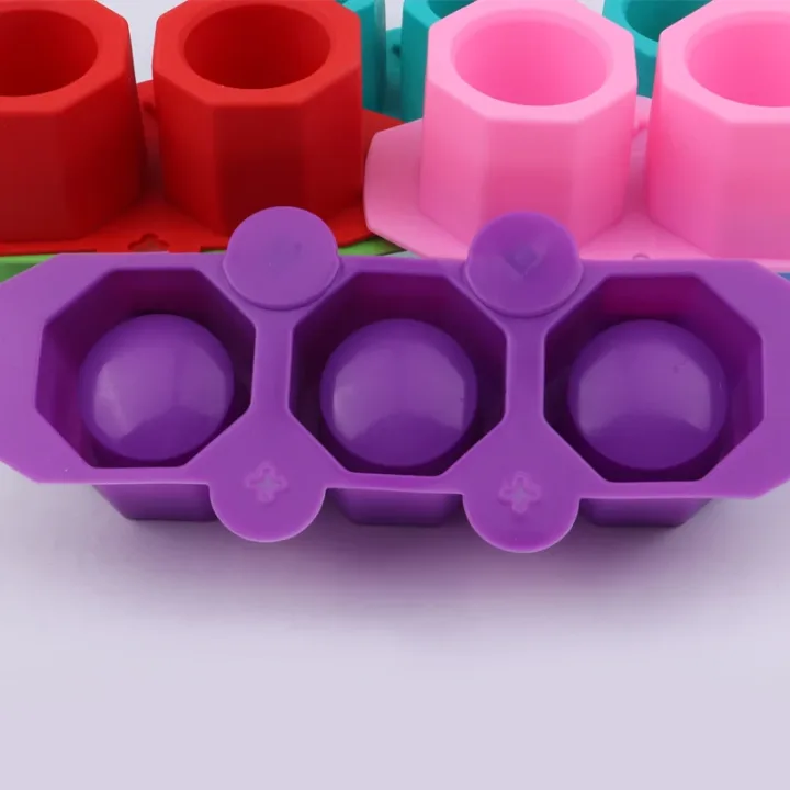 3 Holes Round Geometric Polygonal Concrete Silicone Flowerpot Mold Cactus Cement Pot DIY Clay Craft Bottle Mould Decoration