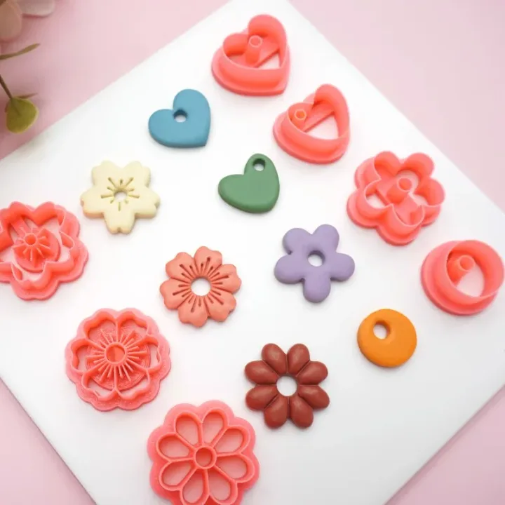 Flowers/Love Soft Ceramic Earring Mold Polymer Clay Cutter DIY Handmade Jewelry Pendant Quick Modeling Cutting Ceramic Tool