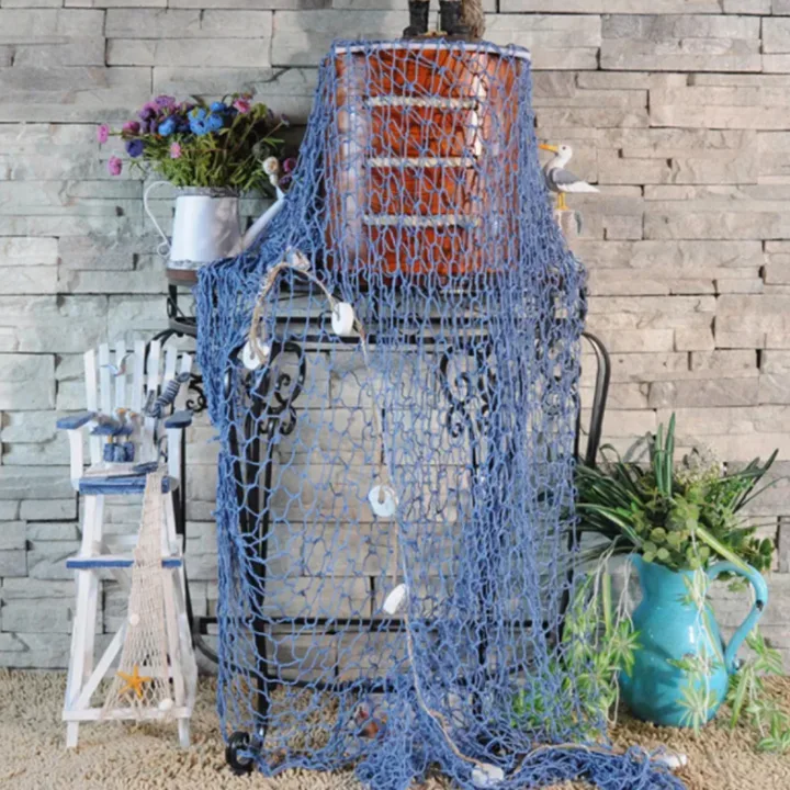 Bar Wall Decor Creative Home Studio Prop Room Wall Decoration Mediterranean Style Fishing Net Solid Color Nets Hangings Ornament