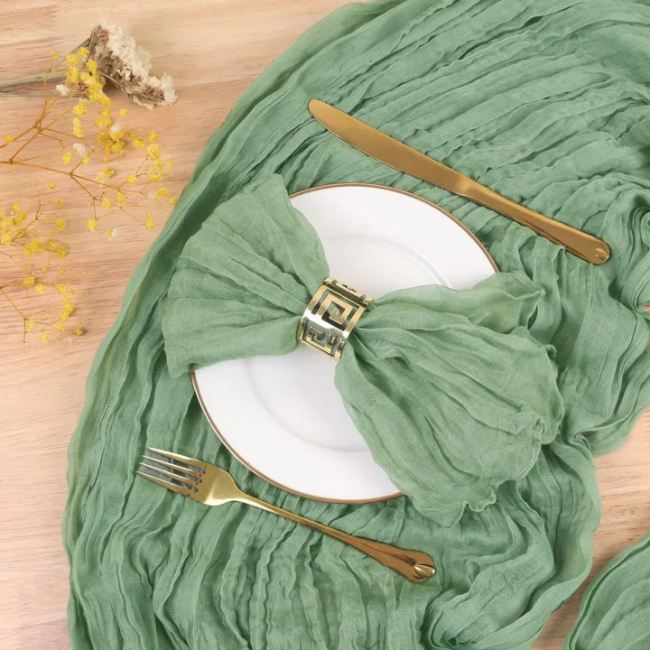 2pcs Christmas Decoration Cheesecloth Table Runner Wedding Vintage  Gauze Table Setting Dining Party Banquets Arches Cake Decor