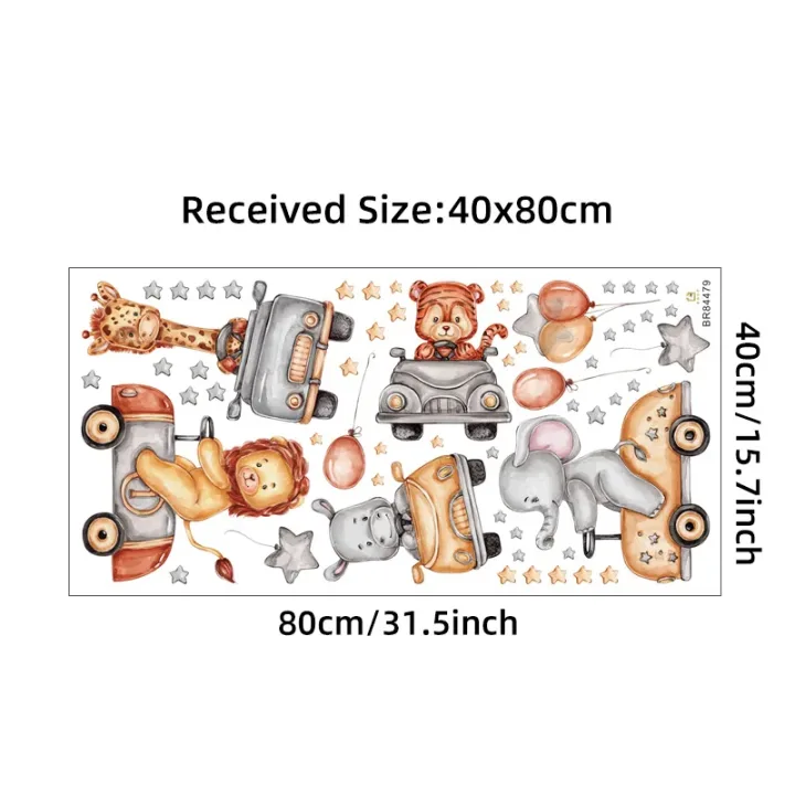 Cute Forest Animals Wall Stickers for Kids Rooms Children Boys Girls Baby Room Decoration Nursery Wallpaper Vinyl Elephant Lion