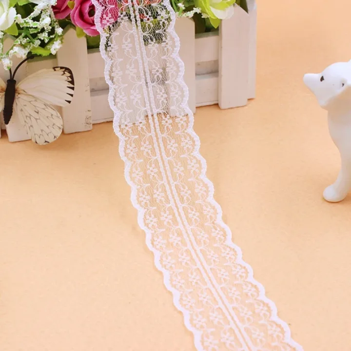 10m 4.5cm Non-Stretch Lace Ribbon White Embroidered Net Trim Fabric For DIY Craft Party Decoration Gift Wrapping Sewing Supplies