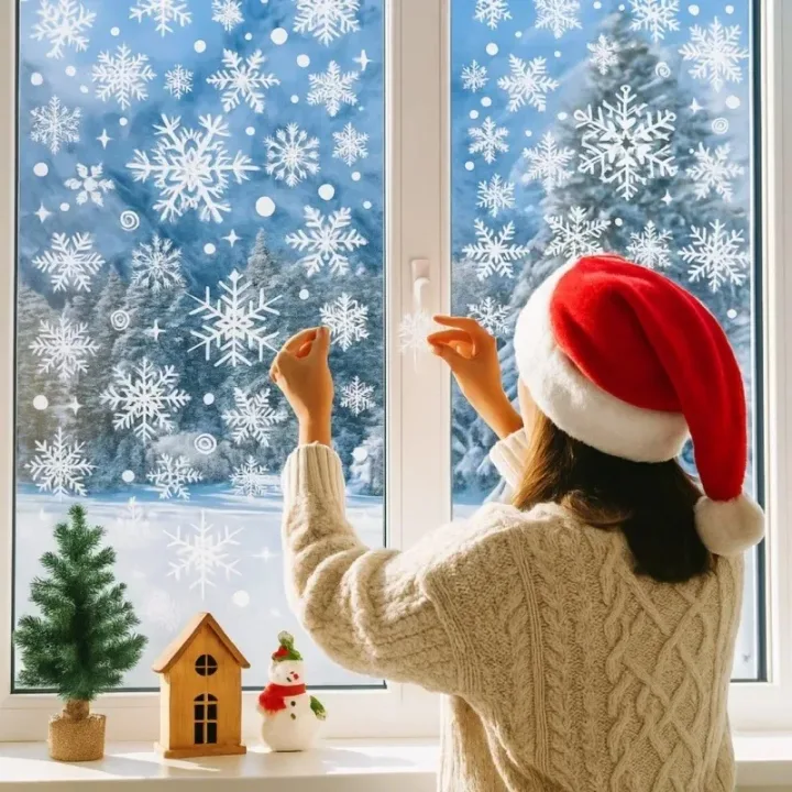 Christmas Decor Window Snowflake Stickers Wall Sticker Glass Window Stickers for Christmas Supplies Home Room New Year Gift