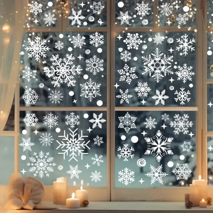 Christmas Decor Window Snowflake Stickers Wall Sticker Glass Window Stickers for Christmas Supplies Home Room New Year Gift
