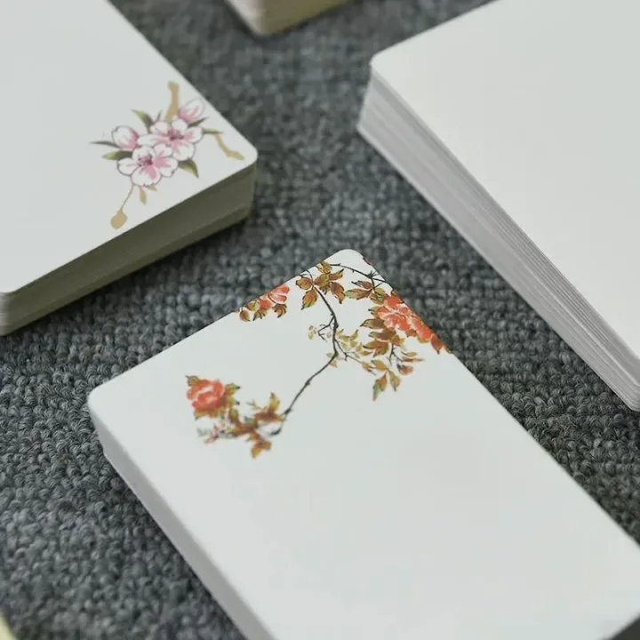 20/40Pcs Blank DIY Card Chinese Style Paper Small Card Word Flower Pattern Greeting Card For Graffiti White Kraft Paper