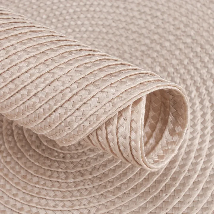 Round Braided Placemats Set of 6 Washable PP/PET Heat Resistant 34cm Table Place Mat for Kitchen Xmas Dining Table Party Decor