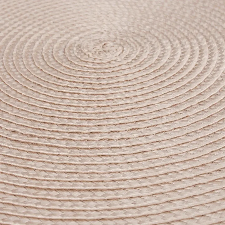 Round Braided Placemats Set of 6 Washable PP/PET Heat Resistant 34cm Table Place Mat for Kitchen Xmas Dining Table Party Decor
