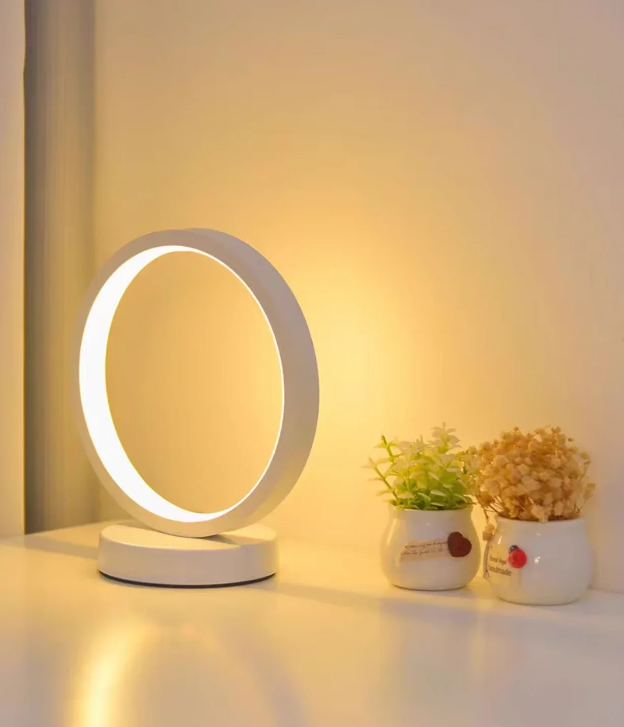 Wholesale Lot — 20CM LED Simple Circular Ring Table Lamp Bedroom Bedside Living Room Restaurant Hotel Decorative Lamp Dimmable Round Night Light