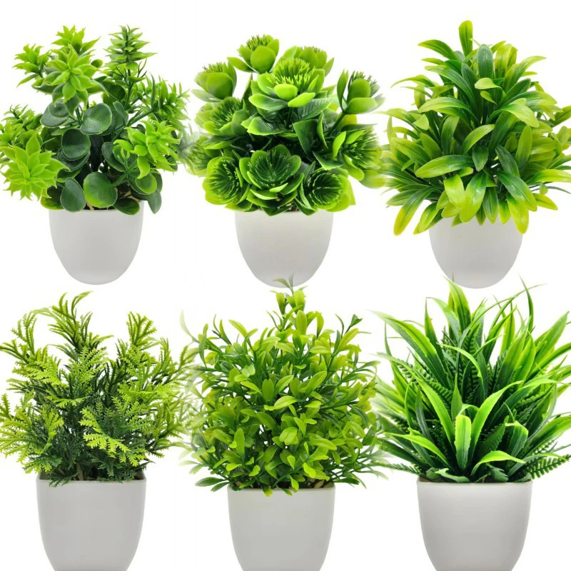 Wholesale Lot — Artificial Bonsai Plant Window Sill Office Table Desktop Decoration Plastic Fake Plant Potted Home Decor