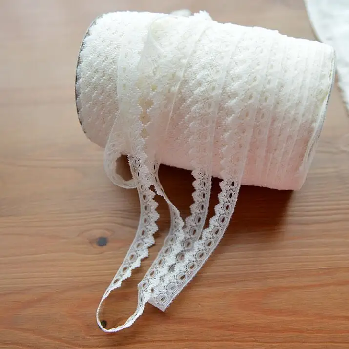 10 Meters Lace Ribbon Tape Ivory Smooth Lace Trim DIY Embroidered Lace Trimmings for Sewing Accessories Packing Decoration