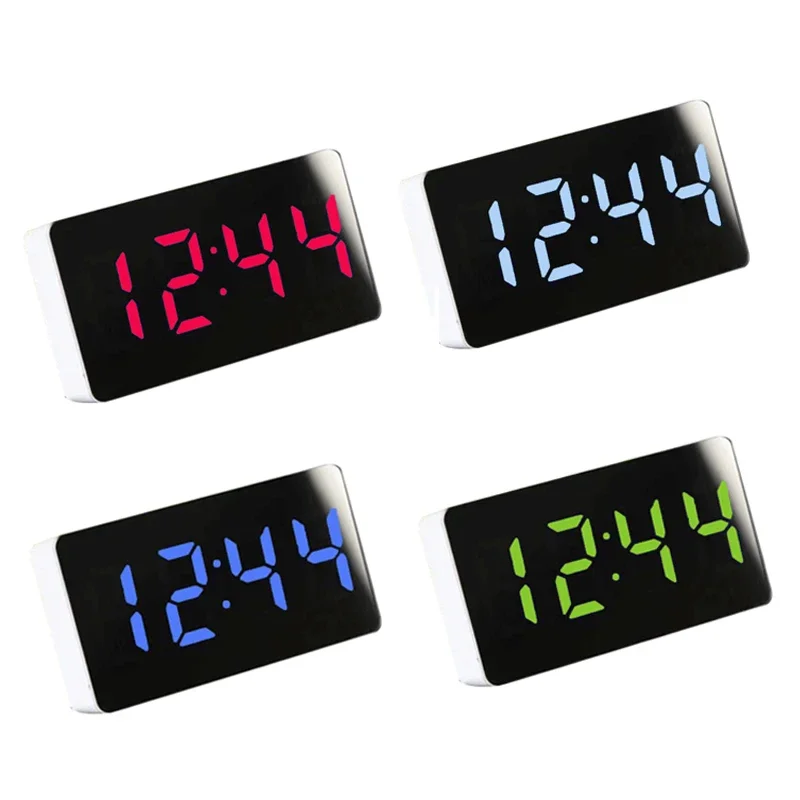 Multifunctional Mirror Table Clock Digital Alarm Snooze Display Time Night LED Light Desk Desktop Home Decor Gifts for Children