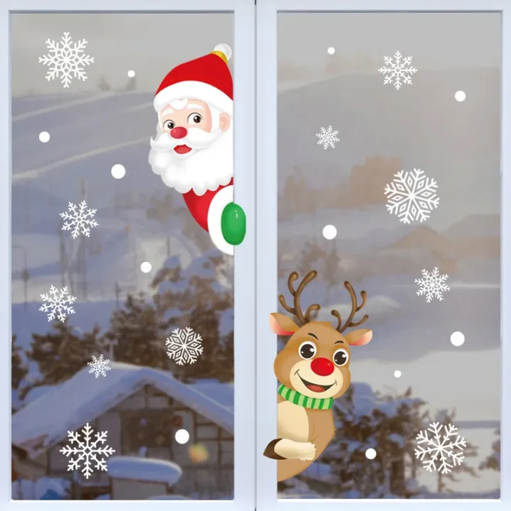 Window Stickers Christmas Decoration for Home New Year Santa Wall Sticker Navidad Gift Festival Party Xmas Window Decor Decals