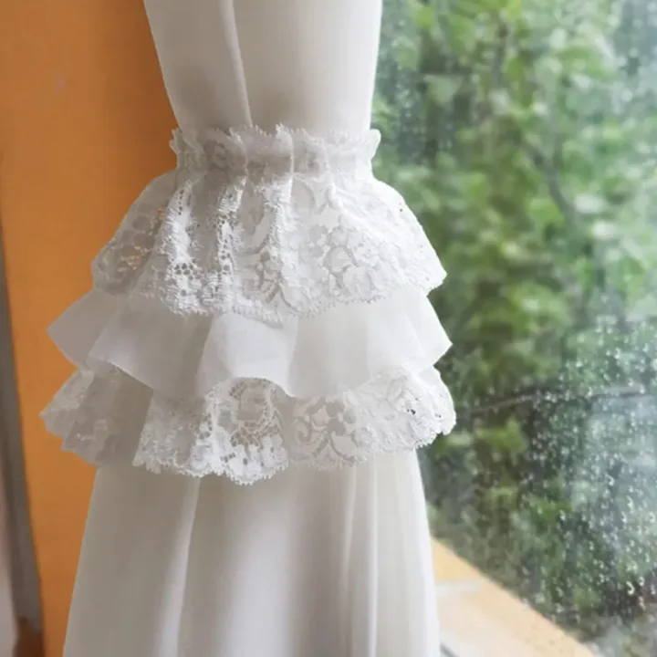 13CM Wide White Black Three Layers 3D Pleated Mesh Chiffon Fabric Embroidered Ruffle Trim DIY Dress Apparel Collar Sewing Decor