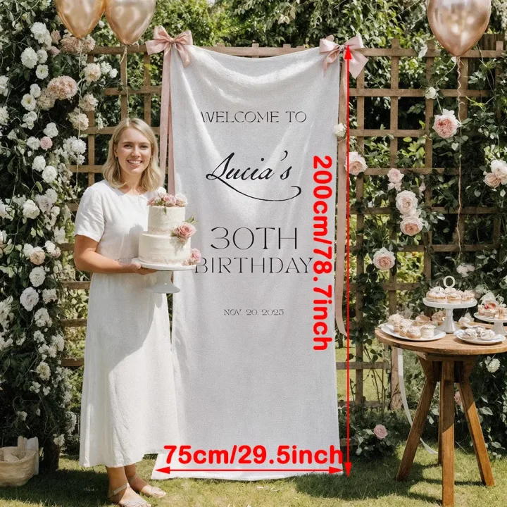 Personalized Birthday Fabric Sign 16th 30th Accessories Outdoor Birthday Backdrop Party Welcome Sign Elegant Event Decoration