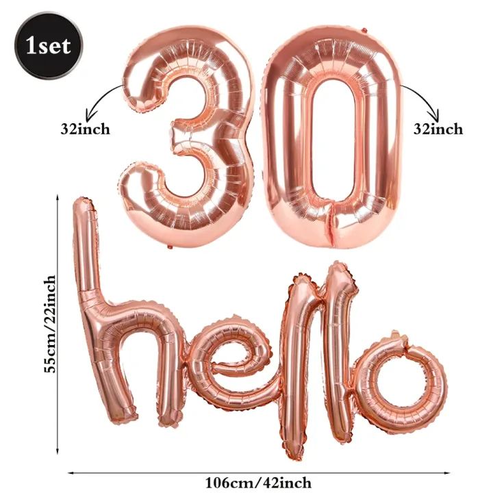 30th Birthday Party Supplies Plates Napkins Cups Tablecloth Rose Gold Number 30 Balloon Women Her Happy 30th Birthday Decoration