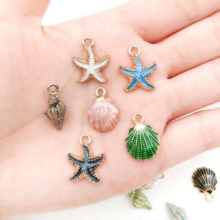 10pcs Conch Sea Shell Charms Enamel Starfish Pendant Charm For DIY Jewelry Making Accessories Handmade Earring Necklace Bracelet