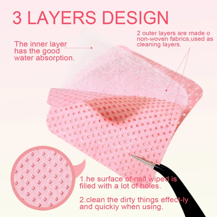 1080pcs Boxed Nail Art Lint-Free Eyelash Glue Wipes Paper Gel Polish Remover Clean Glue Cotton Pads Beauty Cleaning Tools