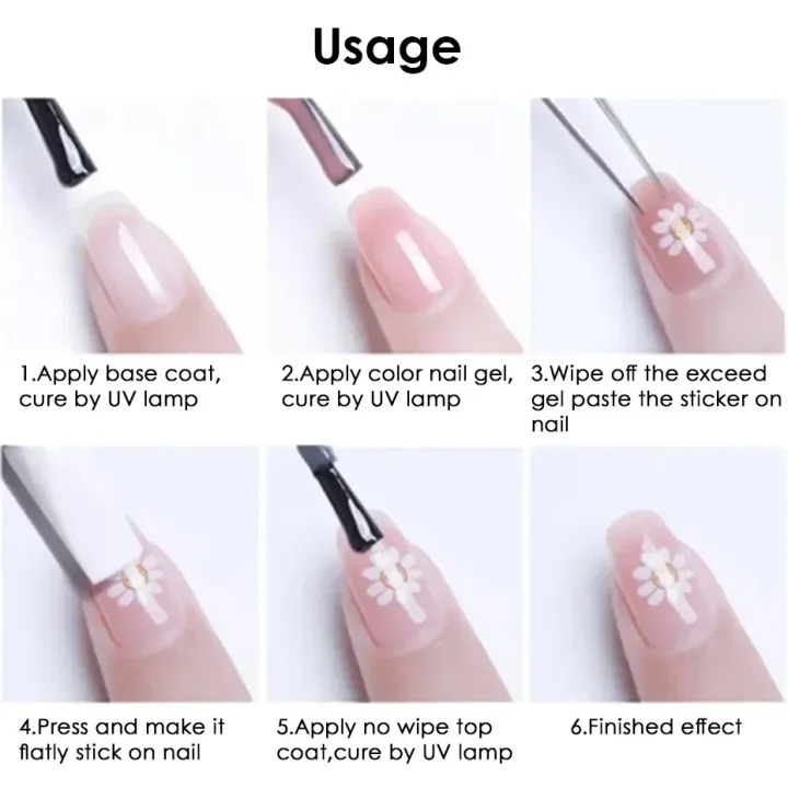 2/3pcs Golden Pink Hibiscus Flower Nail Stickers 3D Bronzing Border Petals Sakura Line Sliders Nail Decals DIY Manicure Decor