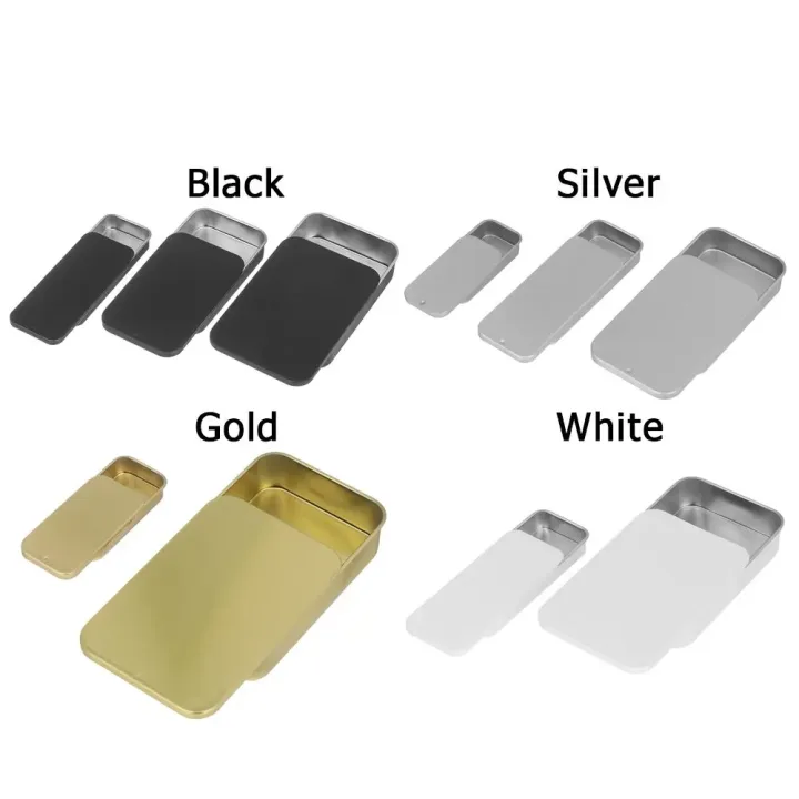 1 Pcs Metal Rectangular Empty Mini Tin Box Tinplate Push Candy Pill Cases Bins Jar Hinged Containers Small Organizer Storage Box