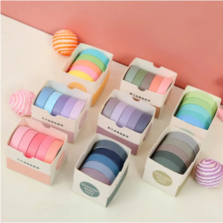 5PCS New Multicolor Washi Tape Masking Tape Cute Scrapbooking DIY Craft Decor Adhesive Tape School Stationery Home Supplies
