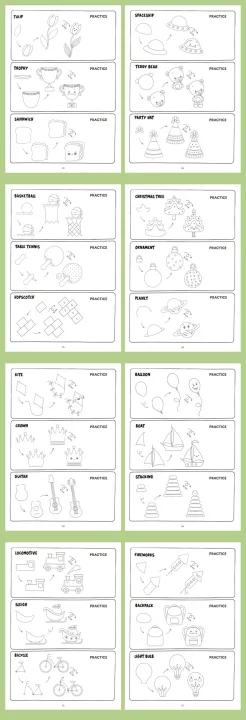 Fun Coloring Book, Children's Art Book: Simple 4-Step Drawing Guide, Interactive Drawing Activity Book for Kids 32 Pages