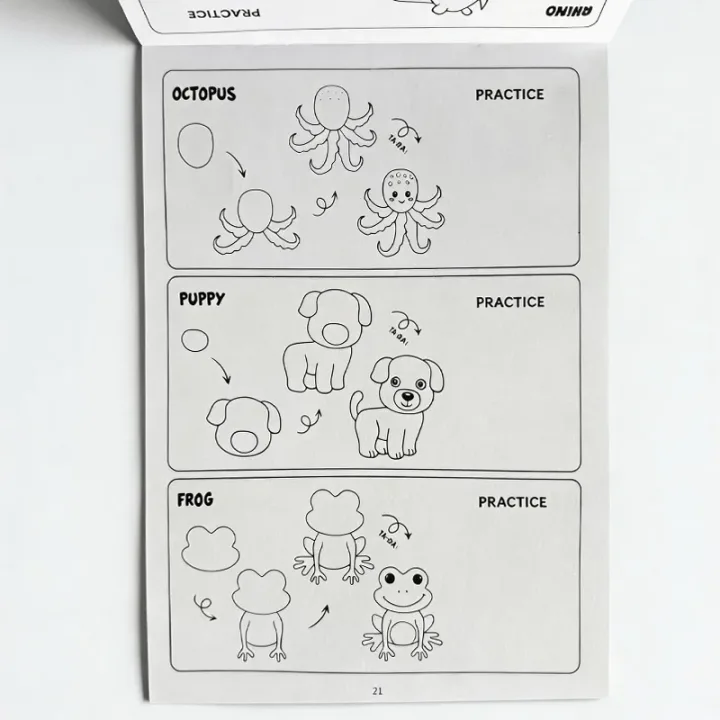 96 Animal Patterns, 32 Pages, Learn To Draw Animals, How To Draw: Teaching Drawing Book, Simple 4 Steps To Complete Drawing