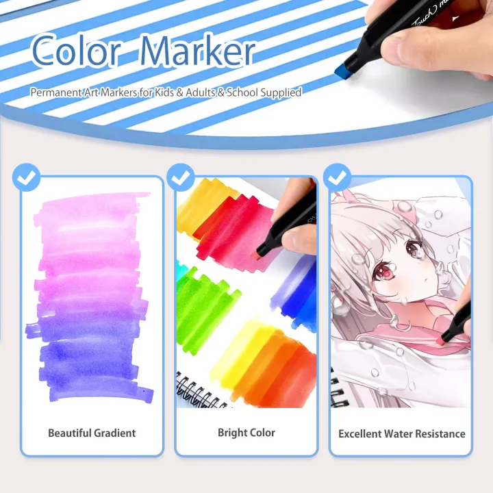 24-262 Colors Alcohol Drawing Markers Dual Tip Permanent Art Sketch Markers for Illustration School Supplied