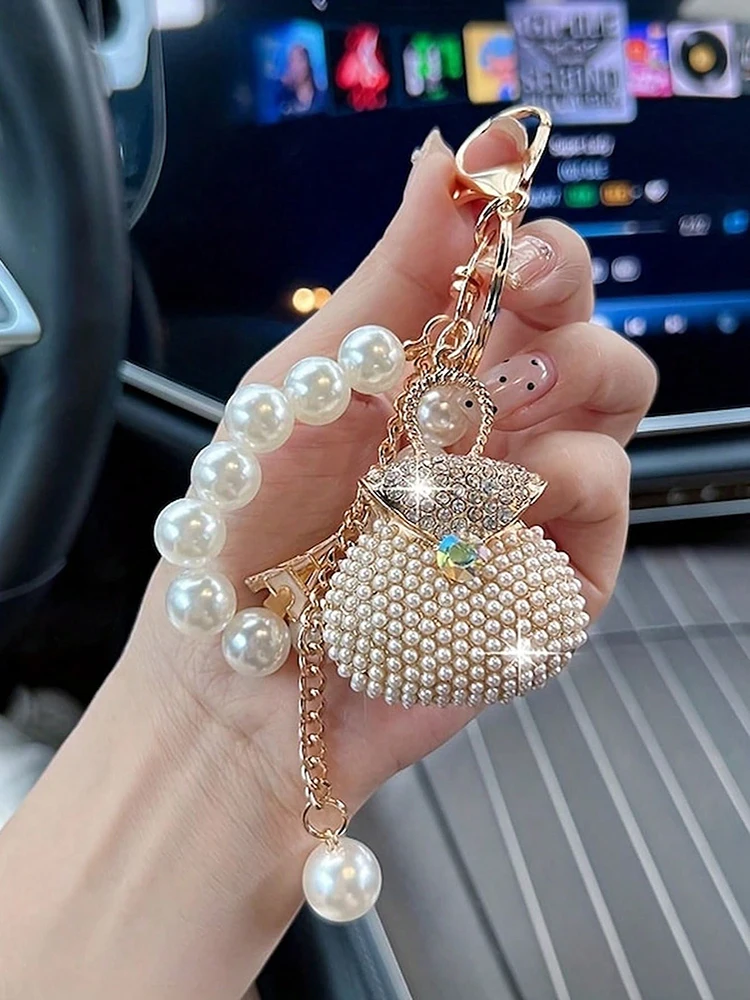 Korean Pearl Beads Diamond Studded Key Chain Advanced Exquisite Bag Pendant Holiday Gifts ﻿ ﻿