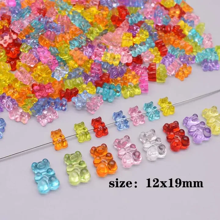 8x11mm 12x19mm Rainbow Colorful Cute Bear Acrylic beads for Jewelry Making Diy Bears Necklace Bracelet Earrings Gift Cross Hole