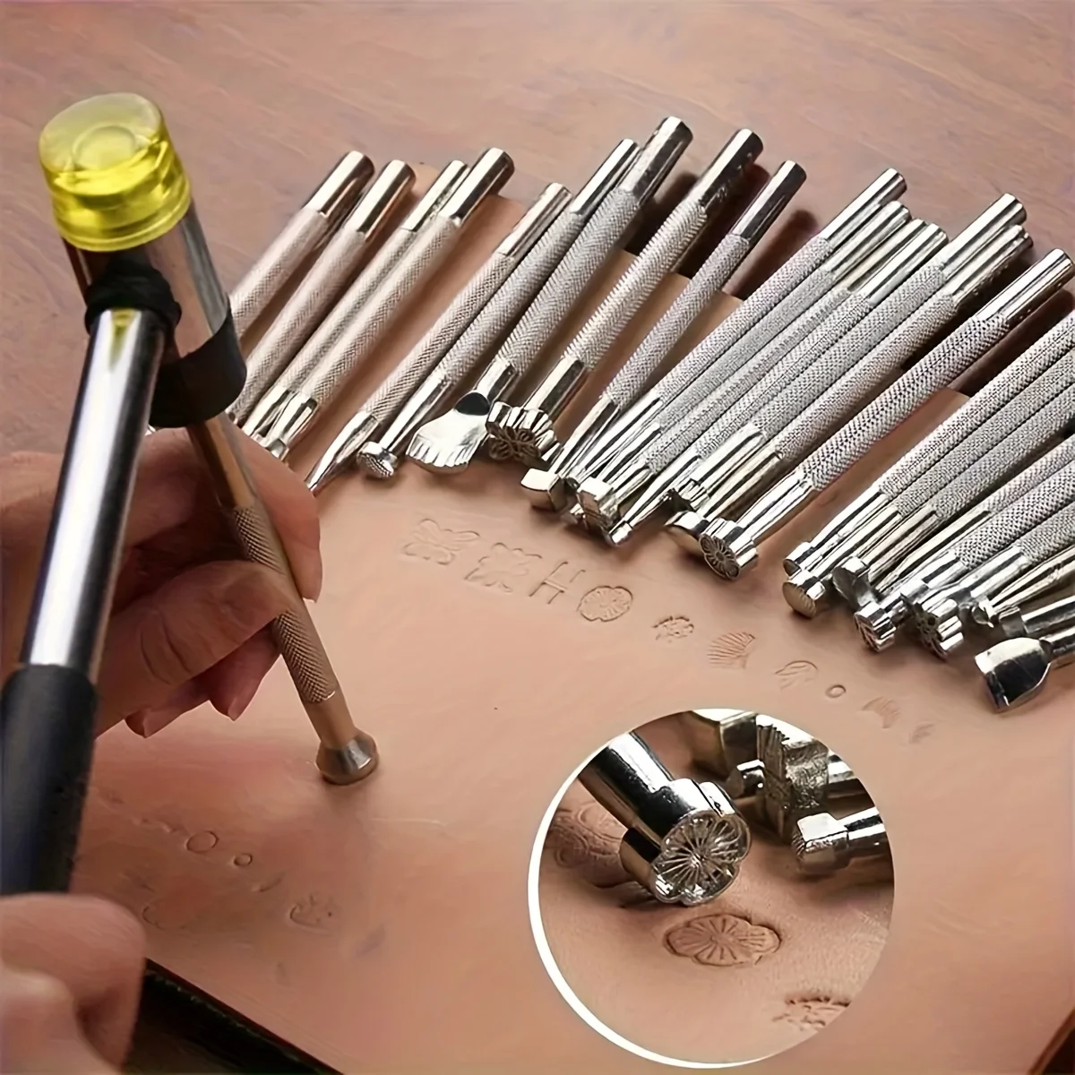 Leather DIY Tool Set, 20pcs Leather Craft Tools, Embossing and Stamping Kit, Leather Carving for Bags, Personalized Leather Projects