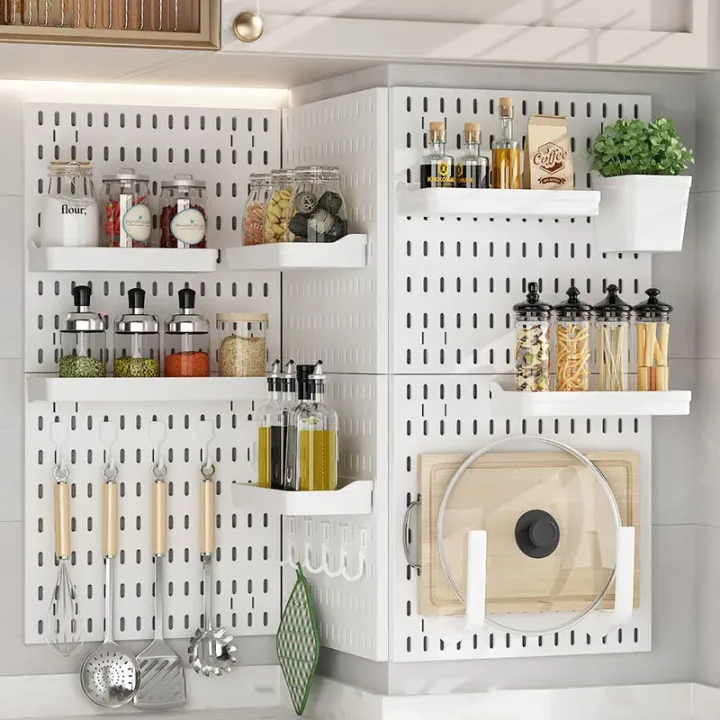 Diy Organizer Pegboard Accessories Pegboard Wall Organizer Panel Shelves For Gamer Room,bathroom,tool house,kitchen Storage Rack