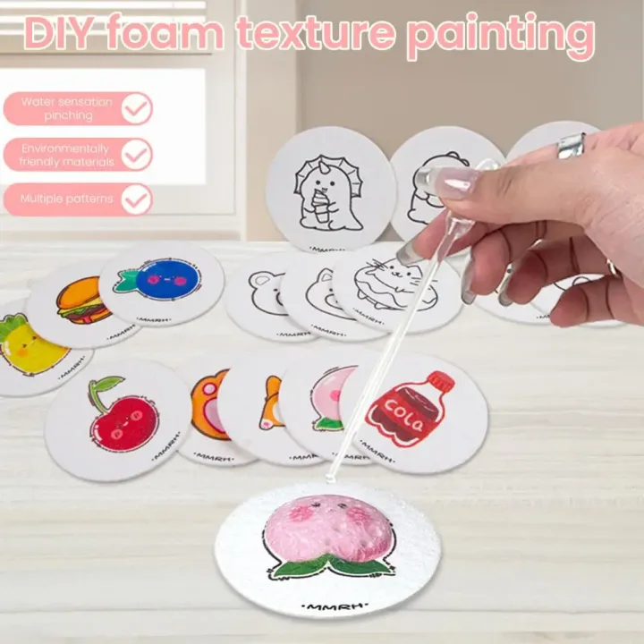 3D Drawing Magic Canvas Sponge Art Sets - Foam Texture Blank Painting Paper White Puffy Paint Paper for Creative Art Supplies